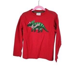 Hanna Andersson sz 120 / 6 long sleeve red shirt dino dinosaur applique